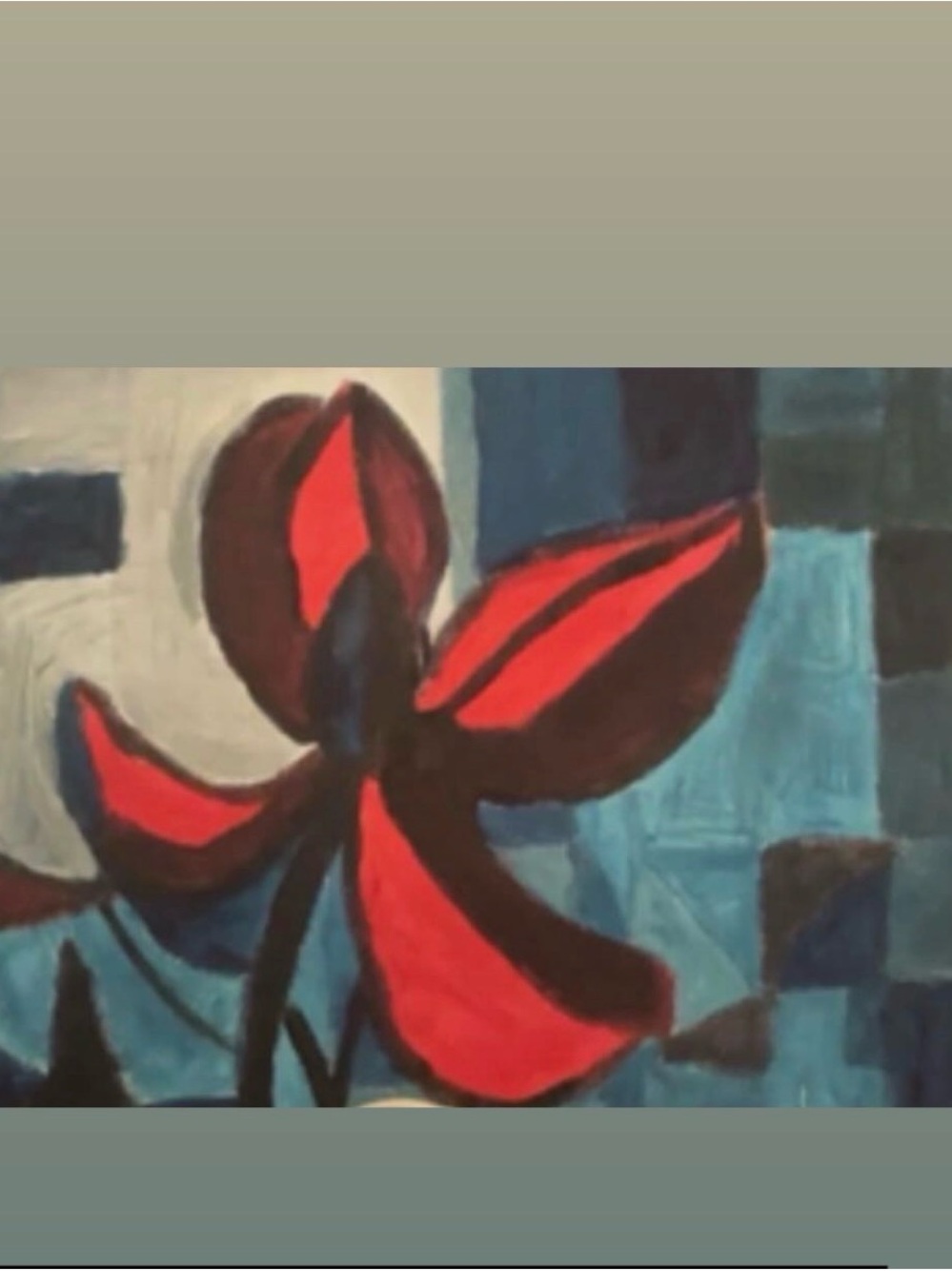 Abstract Red Floral Canvas Art - Unbranded